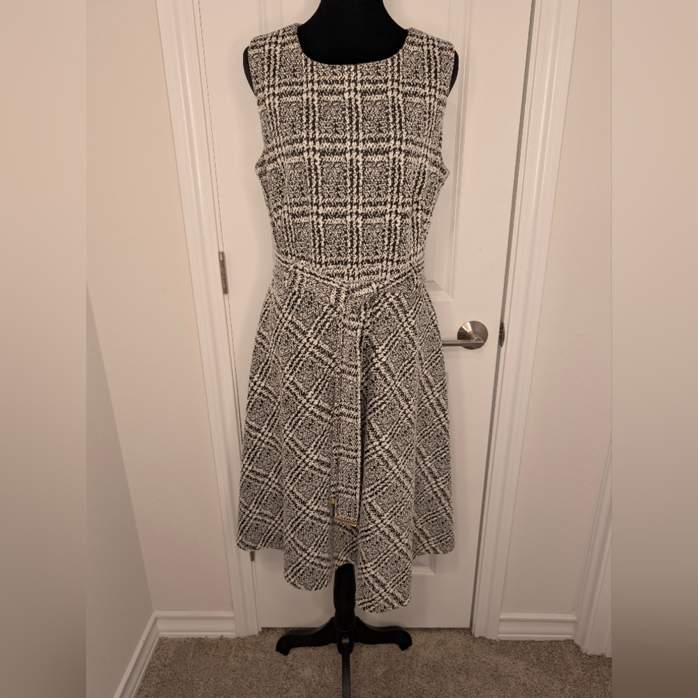 Chaps Monochrome Plaid Midi Dress